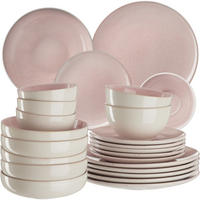 TAFELSERVICE Mare, ineinander stapelbar, rosa - Rosa, Keramik (26.5/2.5/26.5cm) - tectake