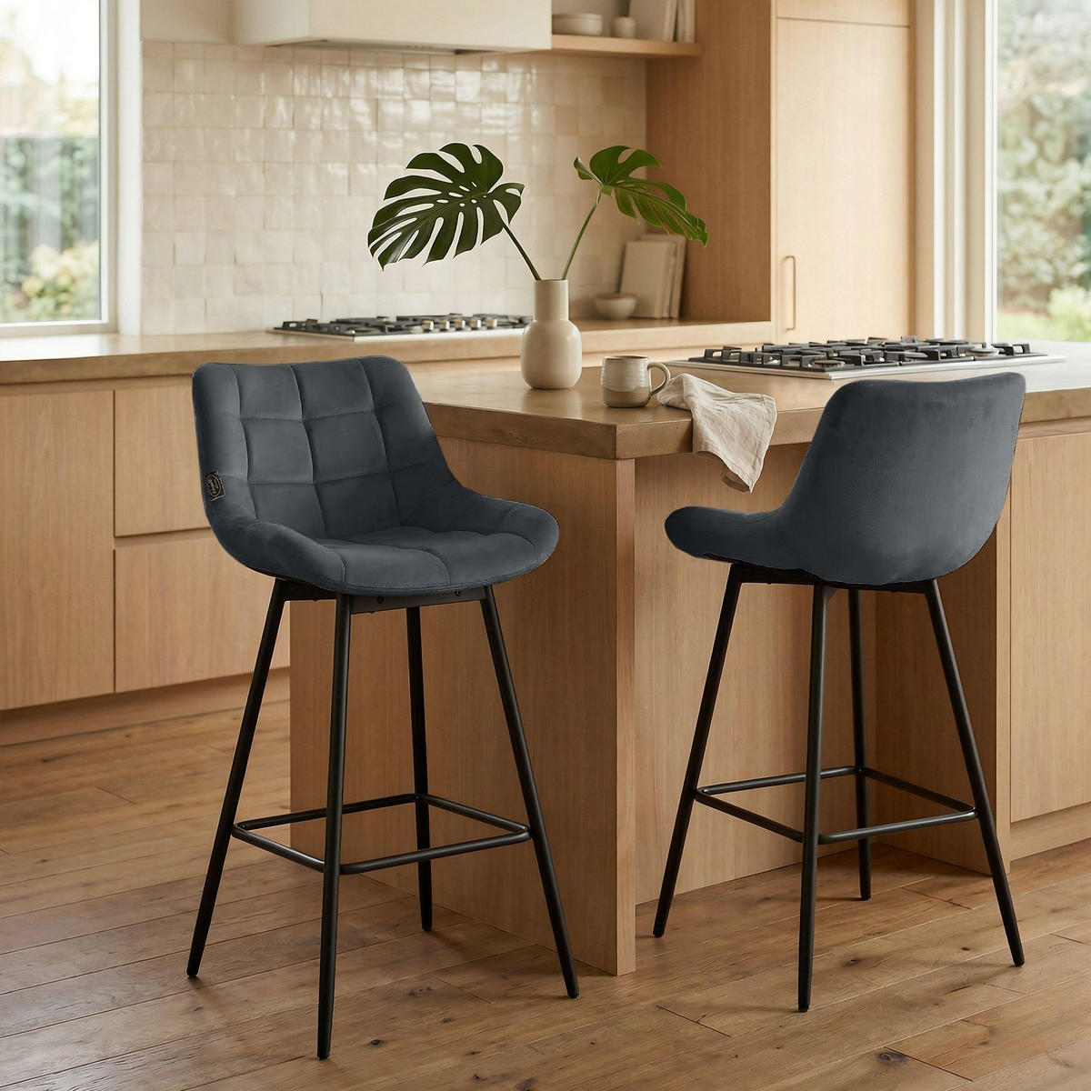 BARHOCKER Weston schwenkbar 105x49x56 cm dunkelgrau - Dunkelgrau, Metall (49/105/56cm) - furnicato