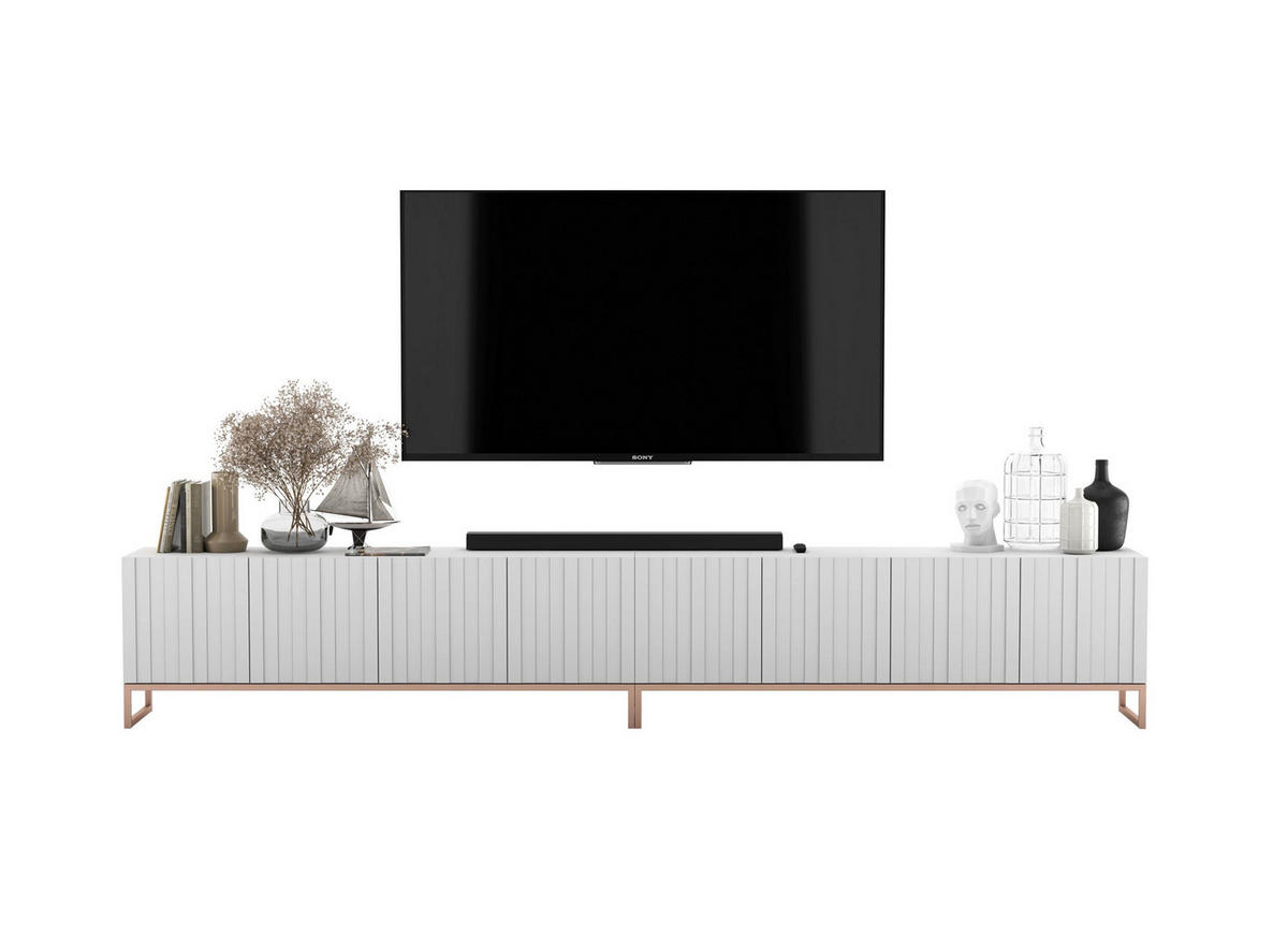 TV-LOWBOARD 2-er Set Elpis Weiß Matt mit Metallrahmen 150 cm - Weiß/Kupferfarben, Holzwerkstoff/Metall (300/51.5/36.5cm) - Meble Lindner