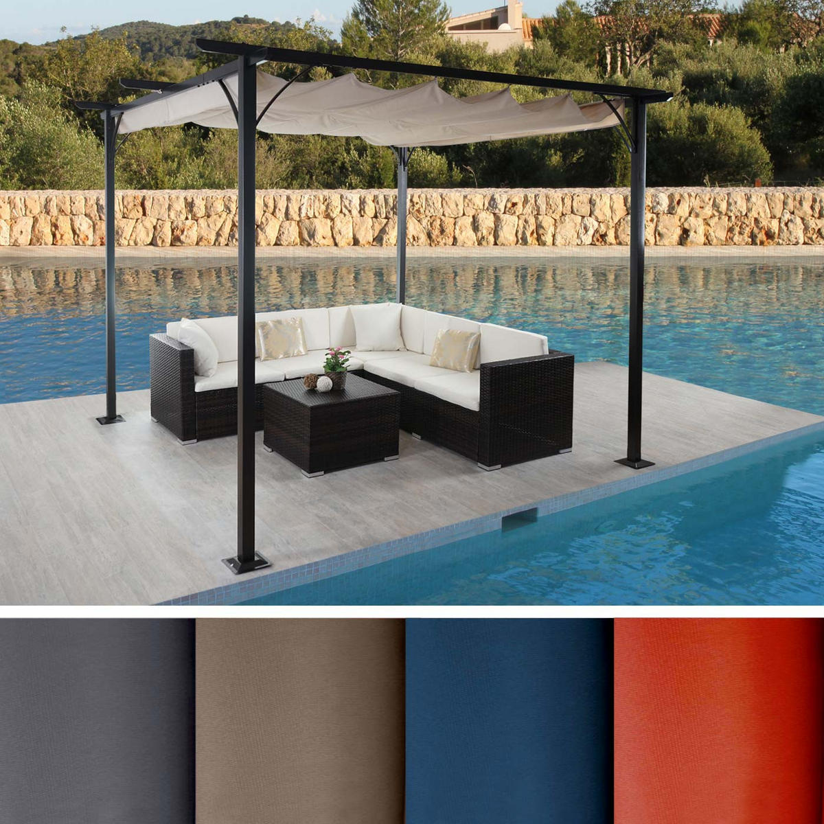 PERGOLA 232x300x300cm Taupe-Braun - Taupe, Metall (300/232/300cm) - BERLINLODGE