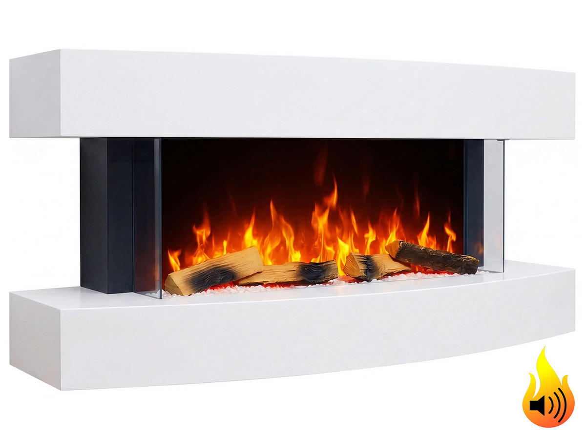 ELEKTROKAMIN Lofoten AF48 – 3D-Flammeneffekt, Heizfunktion, WLAN - Weiß, Glas/Holzwerkstoff (121/59.5/26cm) - ArtiFlame