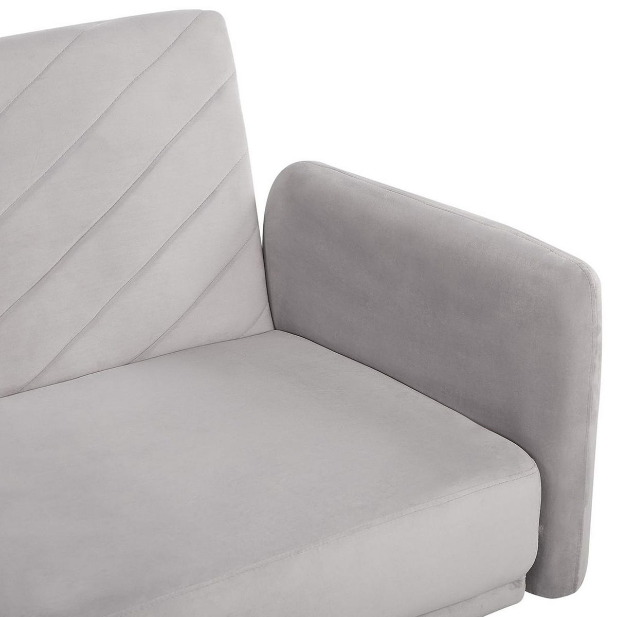 3-SITZER-SCHLAFSOFA Samtstoff Hellgrau Senja - Hellgrau, Textil (200/87/95cm) - Beliani