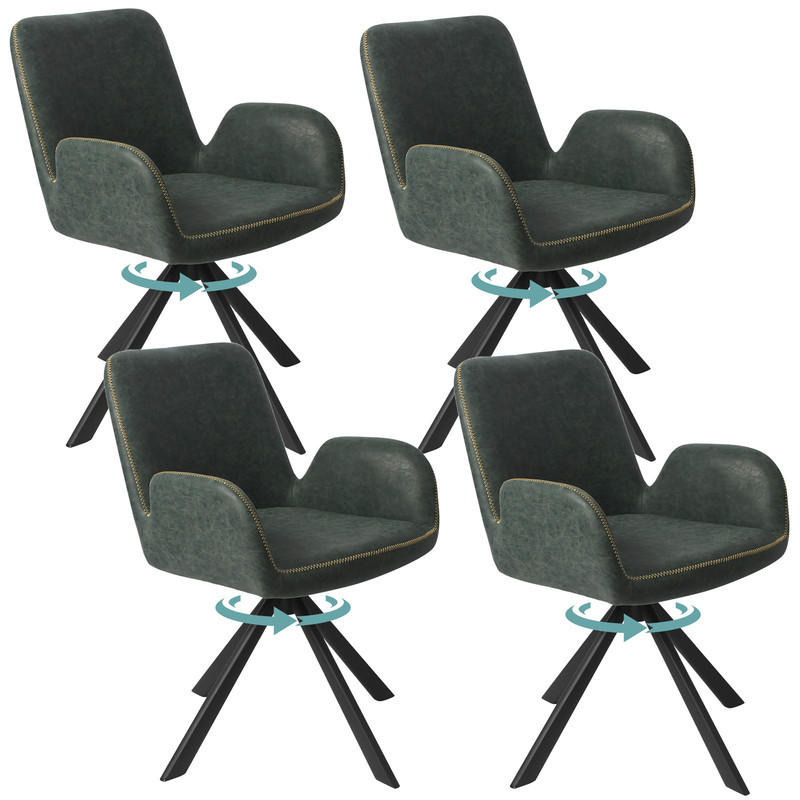 ARMLEHNSTUHL-SET 4 Stück in Lederlook(YZ7) - Dunkelgrün, Textil (56/82/59cm) - HOMAVO