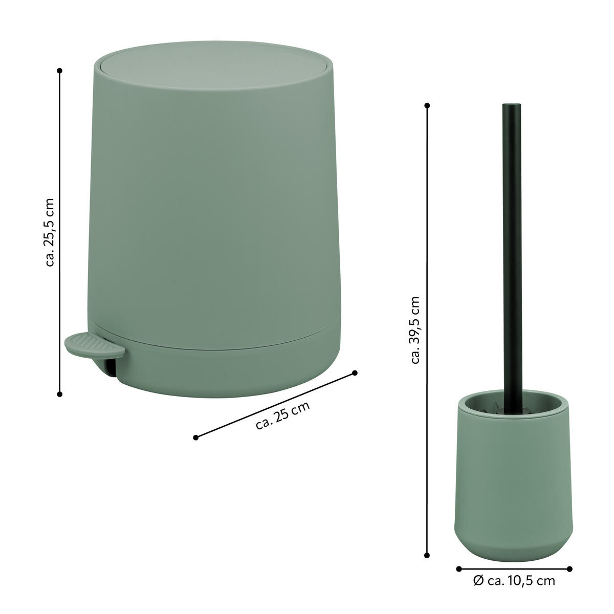 BAD-ACCESSOIRES-SET TESERO, Soft-Touch, grün - Grün, Kunststoff (22.5/25.5/25cm) - eluno