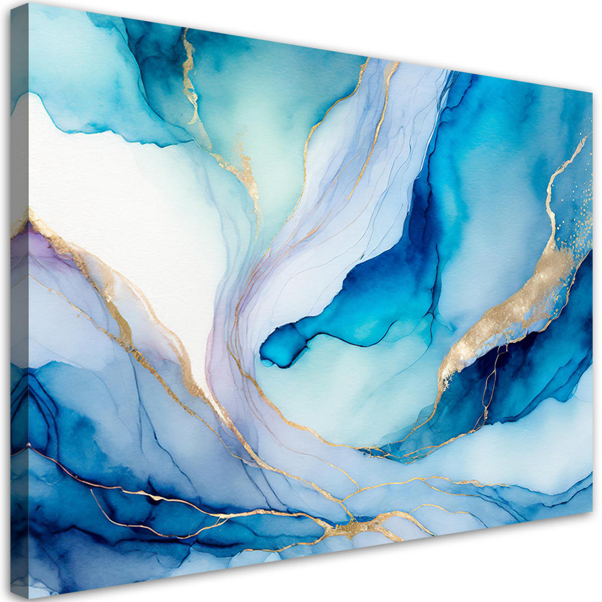 WANDBILD abstrakte aquarellfarbe blau - Blau, Textil (60/40cm) - Feeby