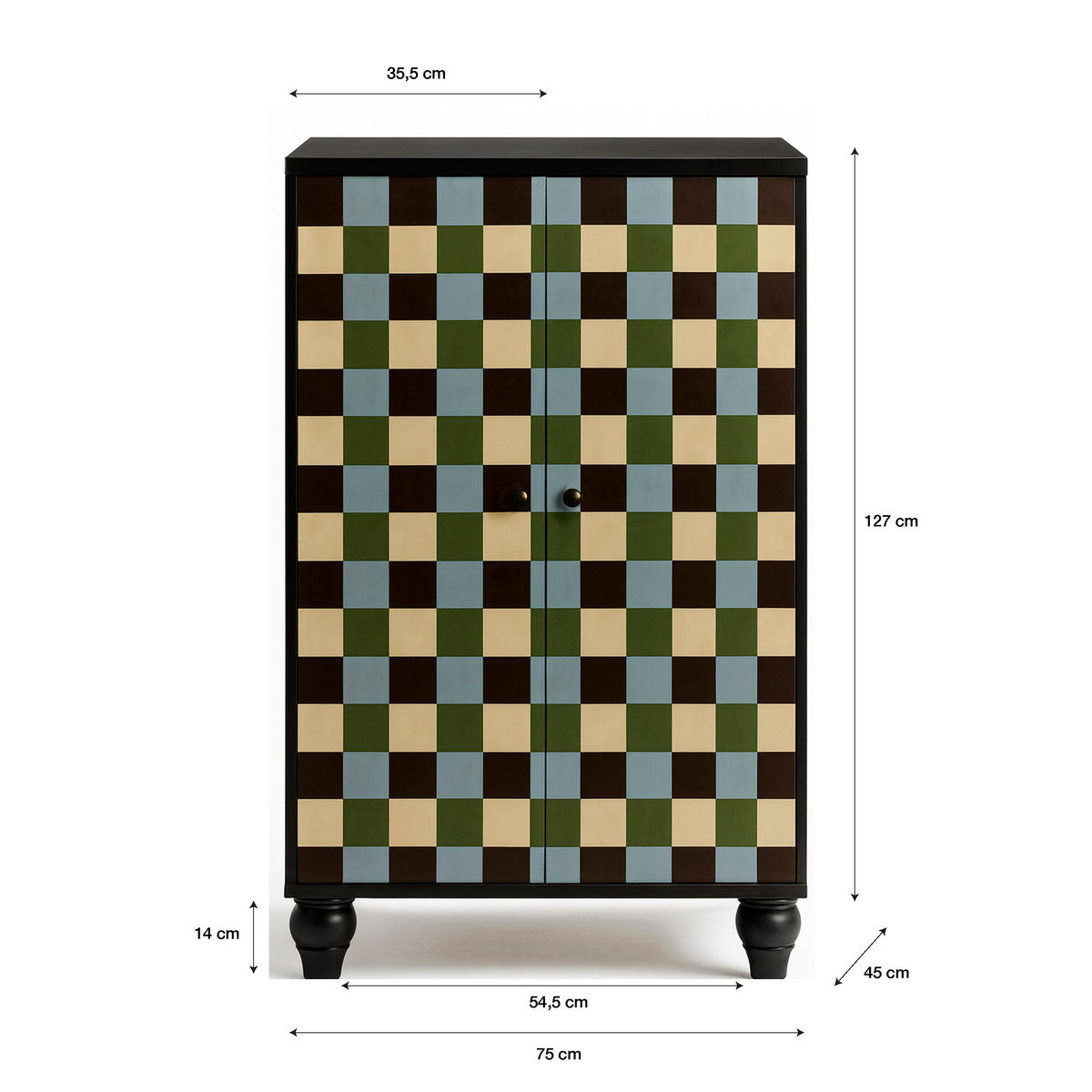 SCHRANK SIDEBOARD mit 2 Türen MARCUS - Grün, Holzwerkstoff (75/127/45cm) - RNT By Really Nice Things