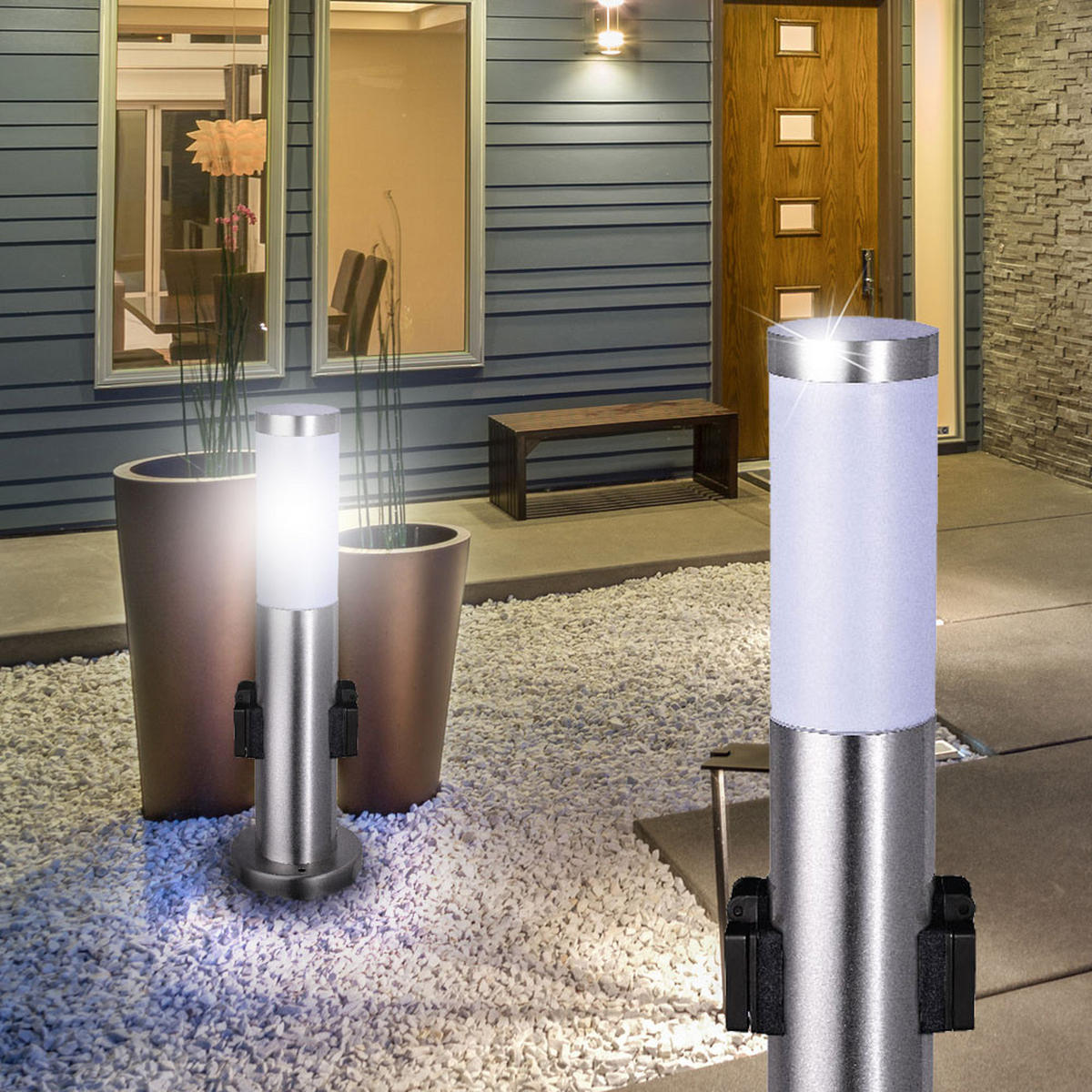 LED WEGELEUCHTE Edelstahl Silber - Silberfarben, Metall (13.1/13.1/45cm) - Globo Lighting
