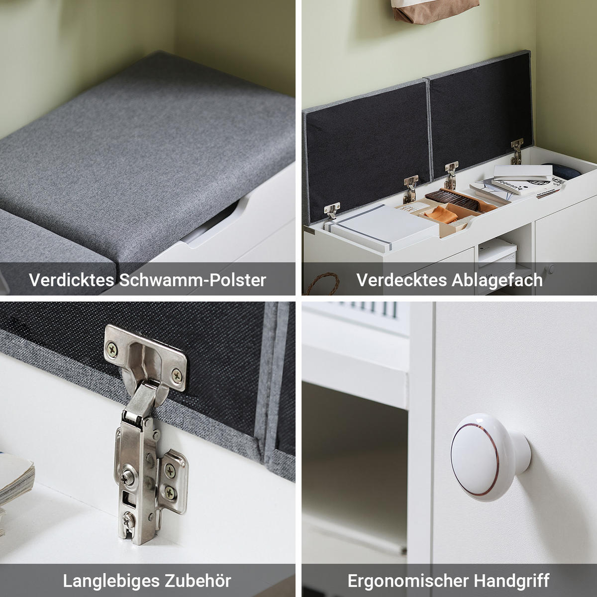 SCHUHBANK Weiß - Weiß, Holzwerkstoff (100/48/34cm) - SoBuy