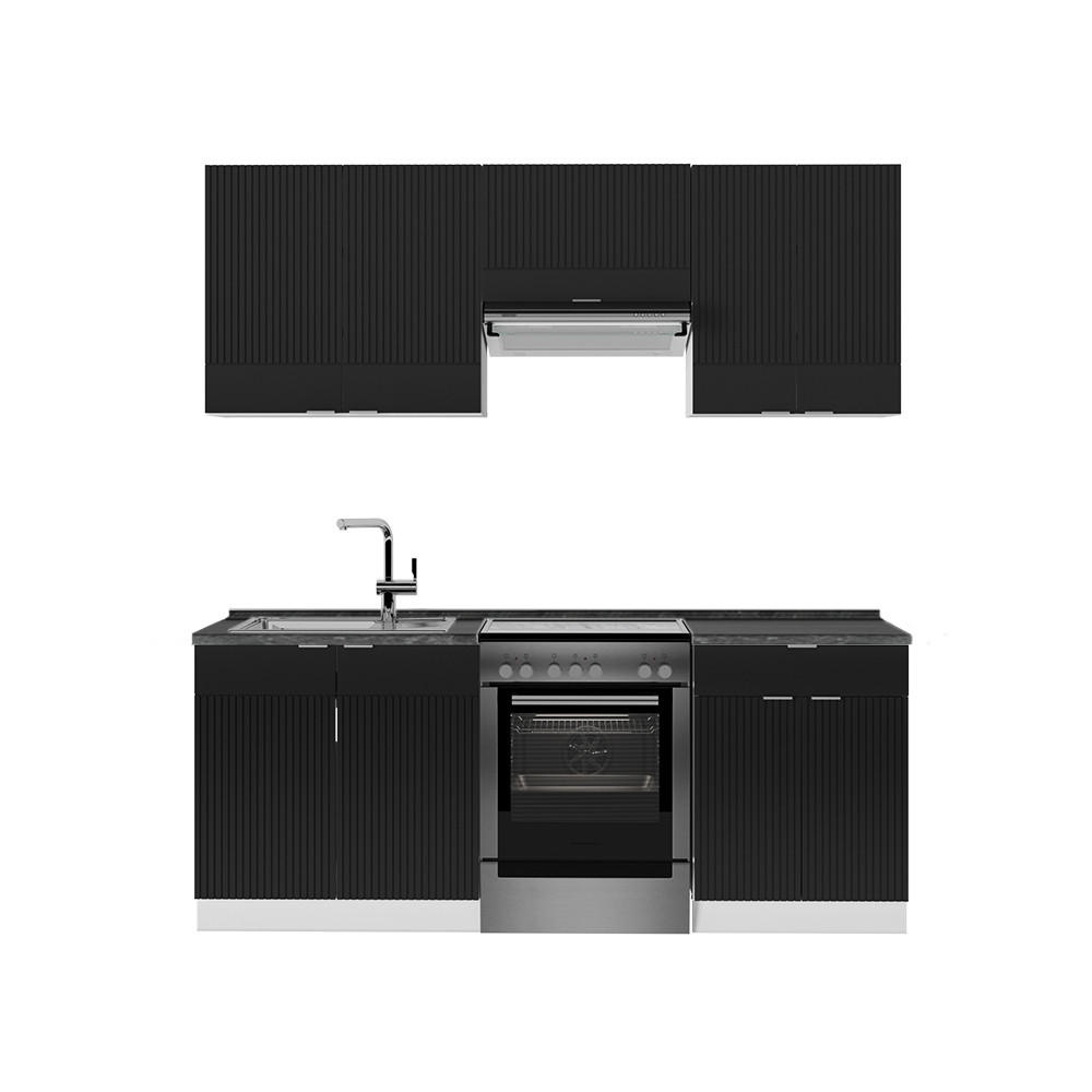 Vicco Küchenzeile Schwarz, Weiß 200x81.6x60 cm