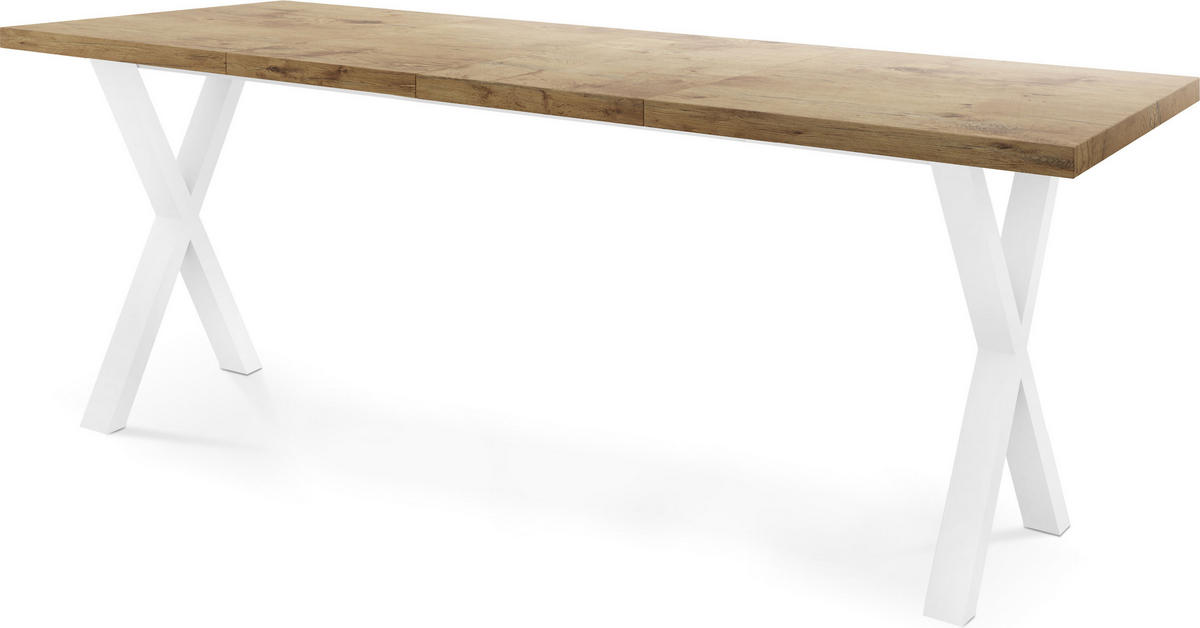 ESSTISCH Luiza rechteckig ausziehbar, Lancelot Eiche 160-260/90/76 cm - Eichefarben/Weiß, Holzwerkstoff/Metall (160/90/76cm) - WFL GROUP