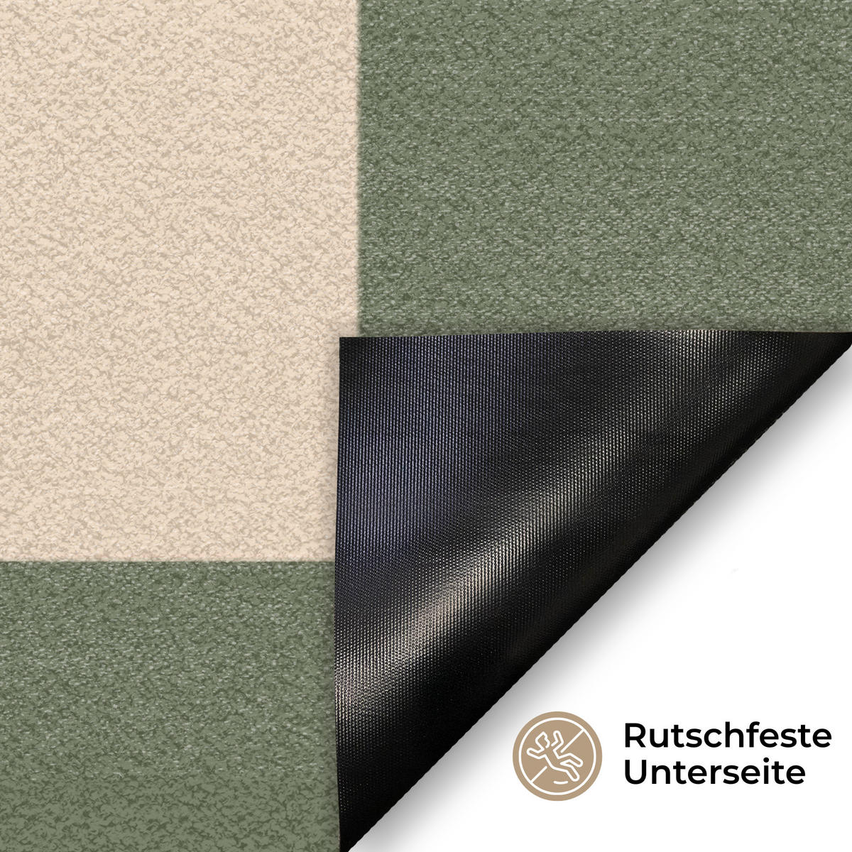 FUSSMATTE Schachbrettmuster - Grün - Beige - Blöcke 90x60 cm - Olivgrün, Kunststoff (90/0.4cm) - MuchoWow