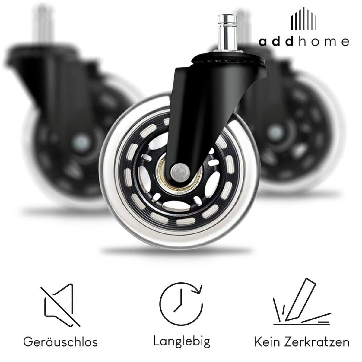 HARTBODEN-ROLLEN10X22 mm 5 Stück - Schwarz, Kunststoff/Metall (35/100/73cm) - addhome