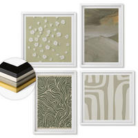 WANDBILDER 4er-Set - 50x50 cm & 40x60 cm Weißer Rahmen - Abstrakte Boho-Muster - Weiß, Kunststoff (50/50cm) - ArtPrintCave