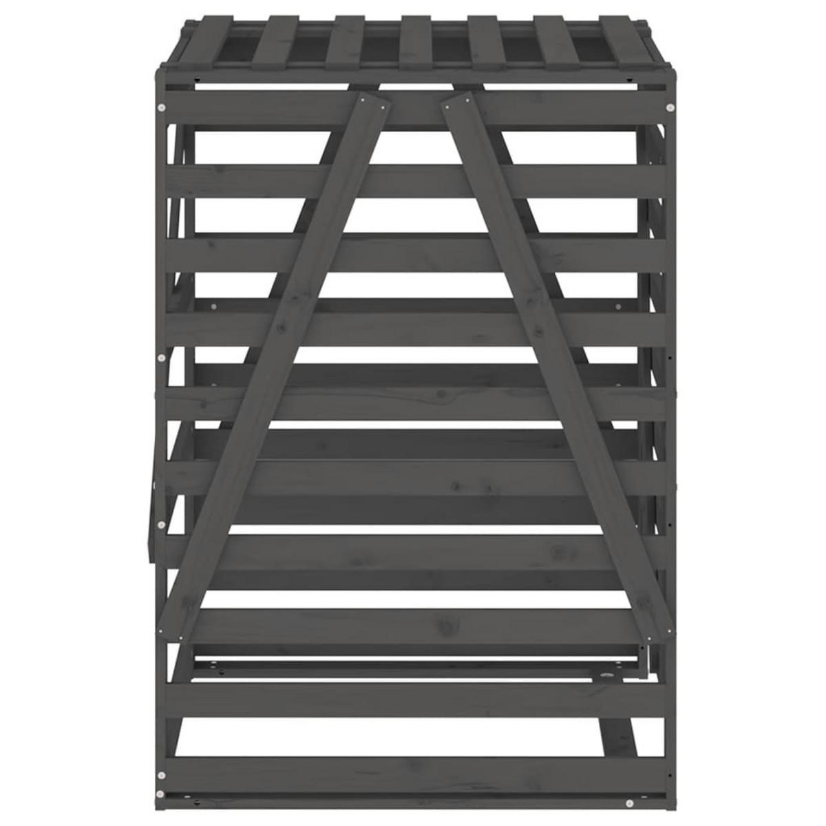 1ER Mülltonnenbox Kiefernholz BOUMI | 84x90x128,5cm Grau | Für 1 Tonne - Grau, Holz (84/128.5/90cm) - DELUKE