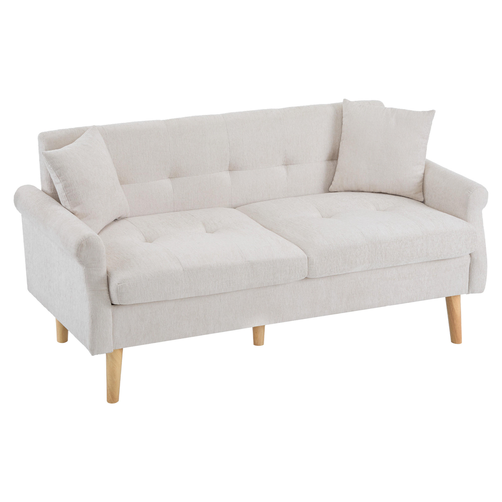 SOFA Modernes 2-Sitzer mit Stoffbezug, Hellgrau – Kompakt, bequem, stilvoll, 160 x 85 x 80 cm - Beige, Holzwerkstoff/Textil (162/77/74cm) - Urban Meuble