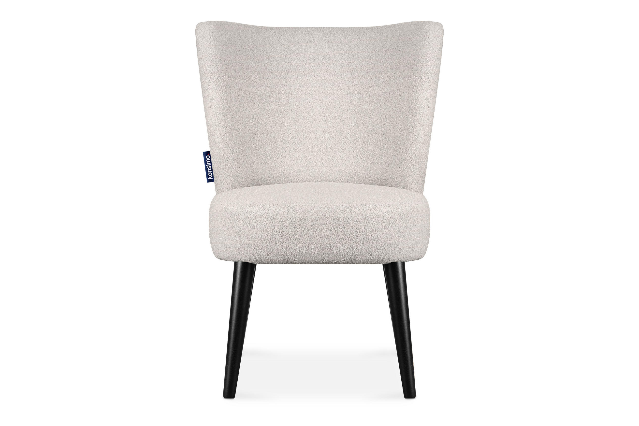 COCKTAILSESSEL APPA uf hohen schwarz lackierten Beinen aus Buchenholz, aus recyceltem Boucle-Stoff, Creme/Schwarz - Creme/Schwarz, Holz/Textil (63/89/65cm) - KONSIMO®