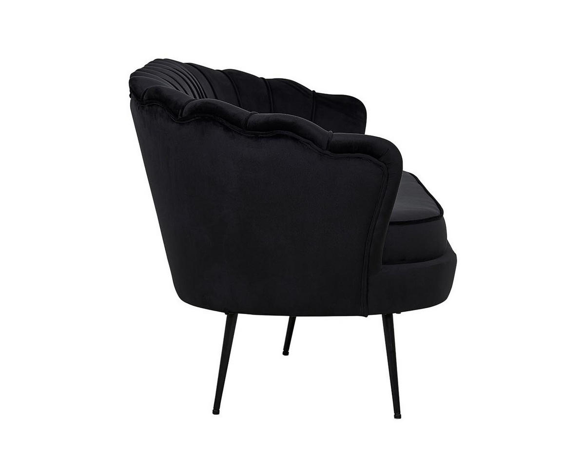 3-SITZER-SOFA Velours schwarz - Schwarz, Textil (181/79/78cm) - ebuy24