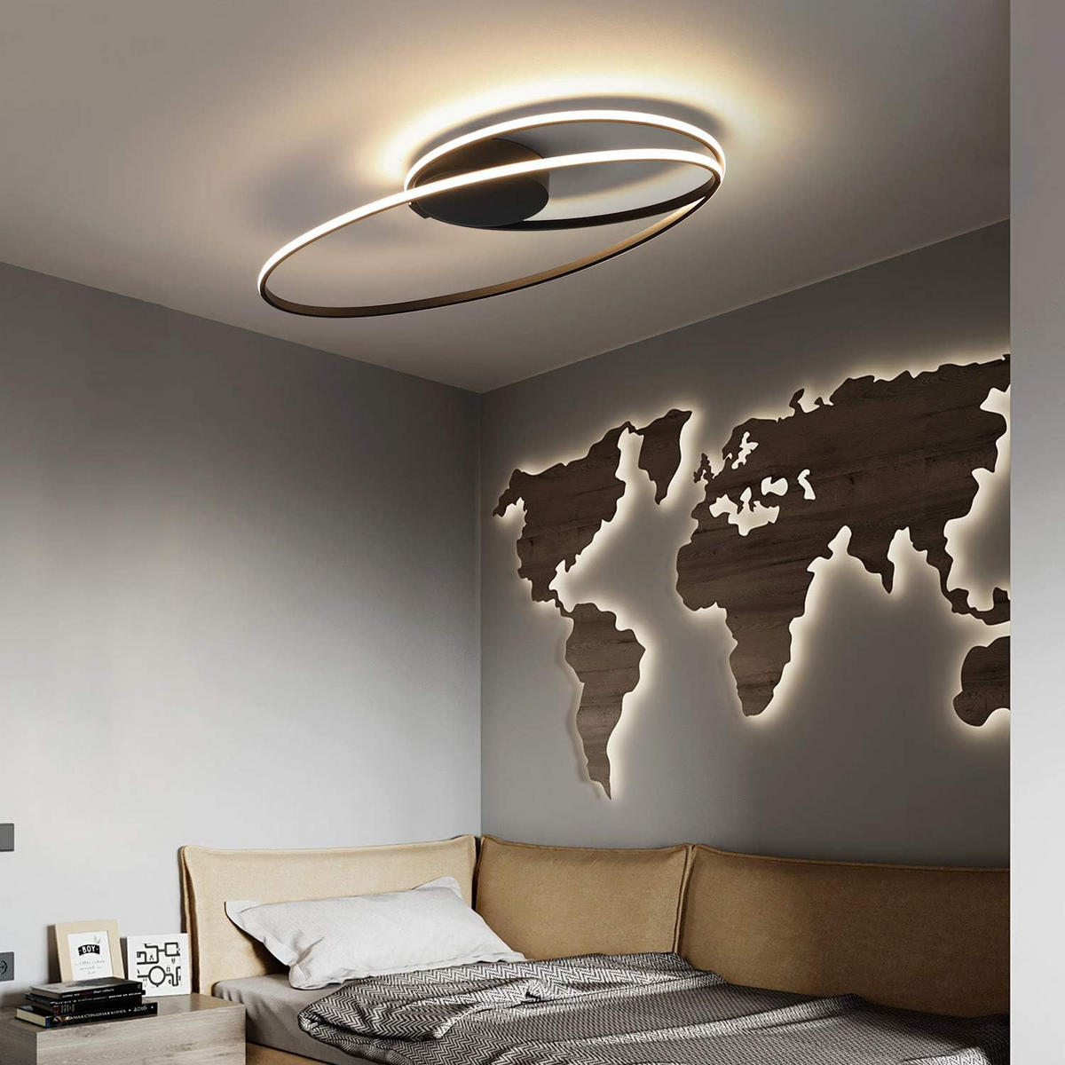 LED DECKENLEUCHTE Mak 59.5/32/10 - Schwarz, Metall (59.5/32/10cm) - Nettlife