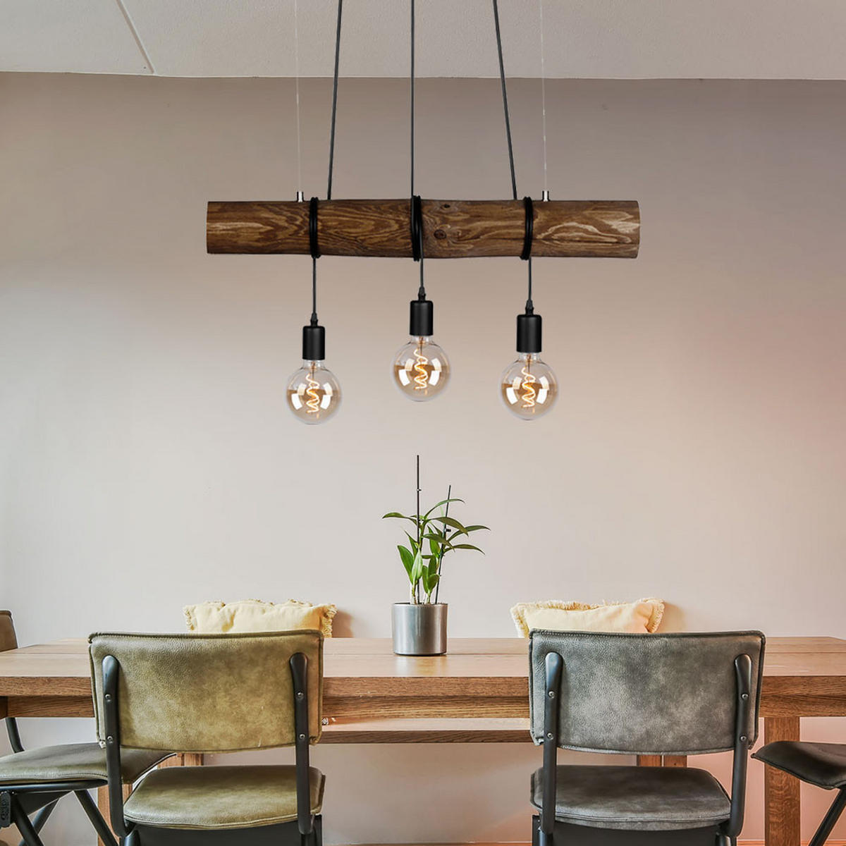 HÄNGELEUCHTE ADINA Holz Metall Braun - Braun, Holz (65/8/140cm)