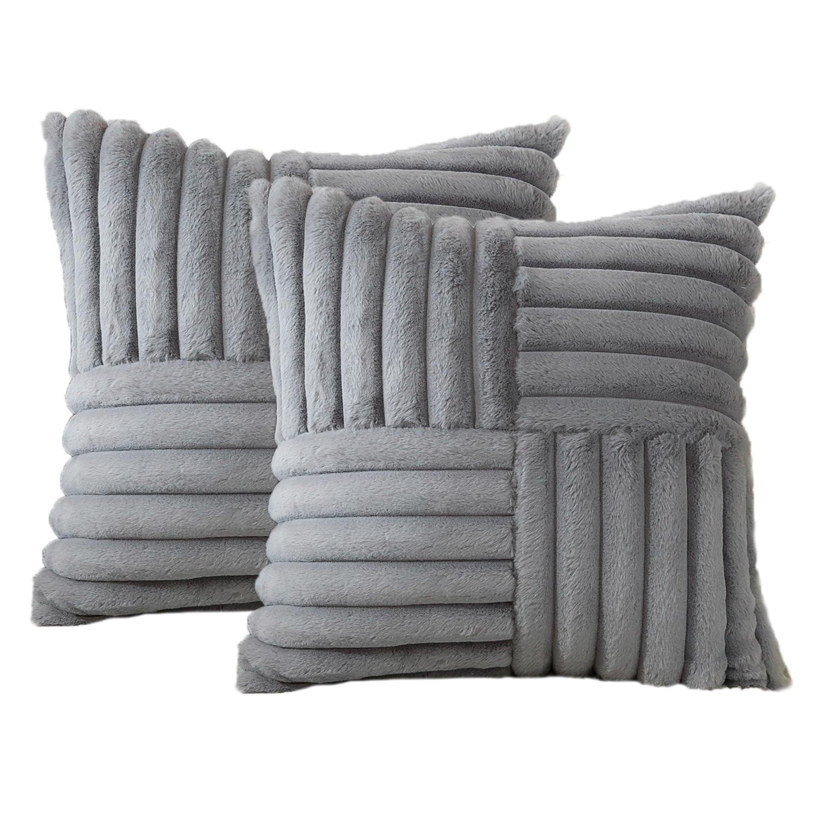 KISSENHÜLLE UNI Plüsch & Samt 45/45 cm - Grau, Textil (45/45cm) - Kaket