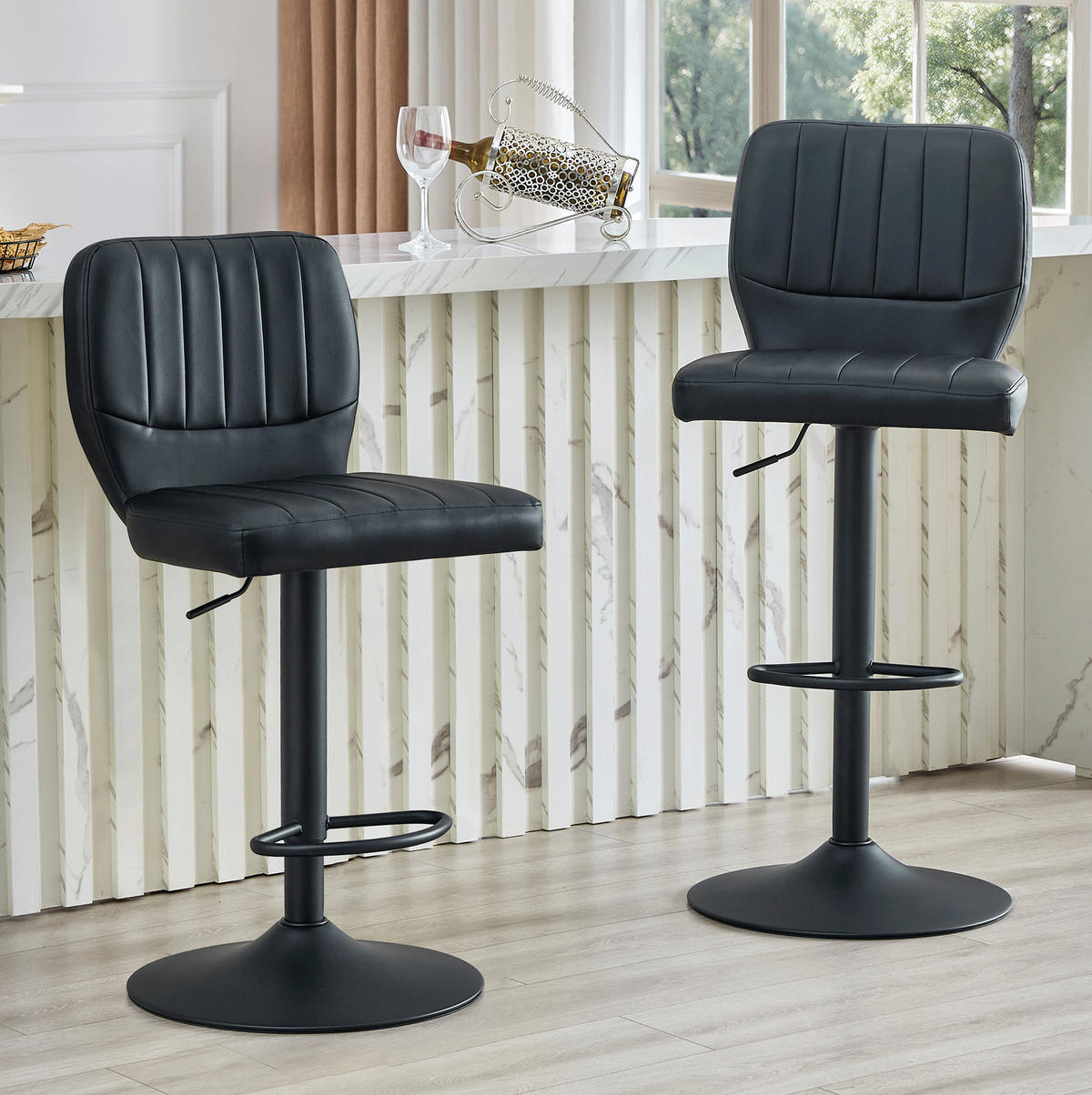 BARHOCKER höhenverstellbar 62-83 cm Schwarz - Schwarz, Metall (45/114/52cm) - Meubliv