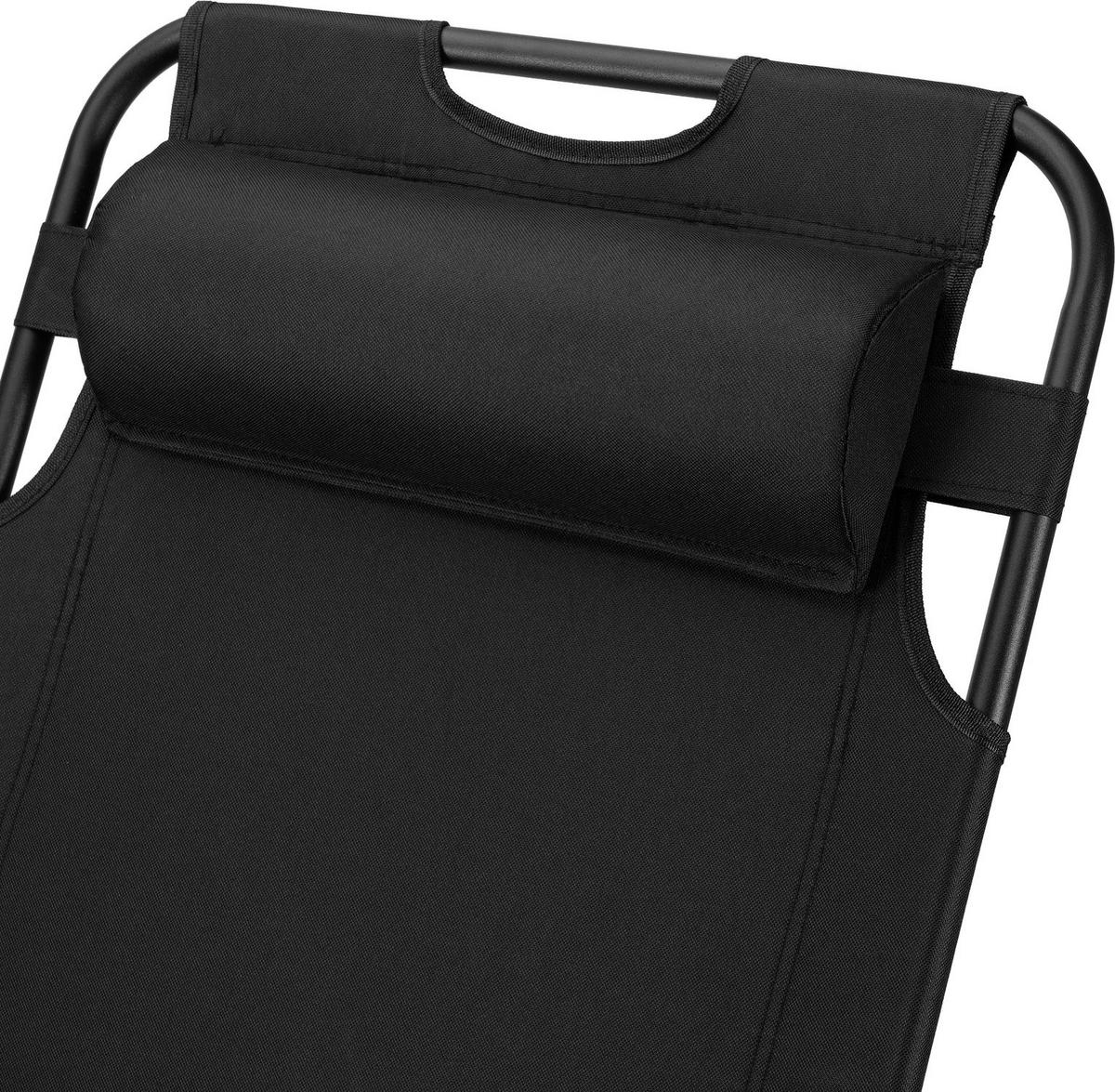 GARTEN-RELAXSESSEL mit Kissen, 180/52 cm, bis 120 kg - Schwarz, Metall (52/76/180cm) - Luverno