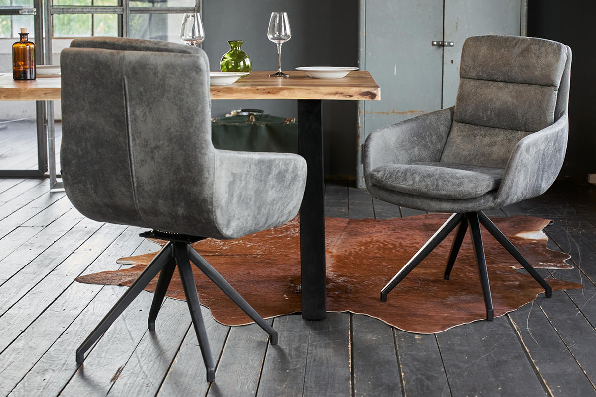 DREHSTUHL VINCE Grau Microfaser - Grau, Textil (58/90/52cm) - KAWOLA