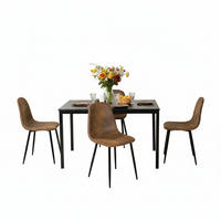 ESSTISCH-SET mit ausziehbarem Tisch und 4 Stühlen in Wildlederoptik, Schwarz - Multicolor, Textil (43/102/35cm) - Meubles Cosy