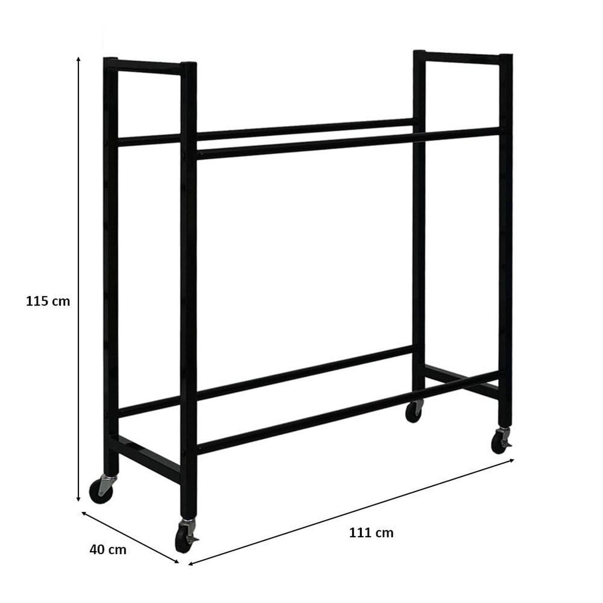 REIFENREGAL Carrero auf Rollen 115x111x40 cm bis zu 8 Reifen auf 2 Ebenen Schwarz - Schwarz, Metall (111/115/40cm) - PROREGAL
