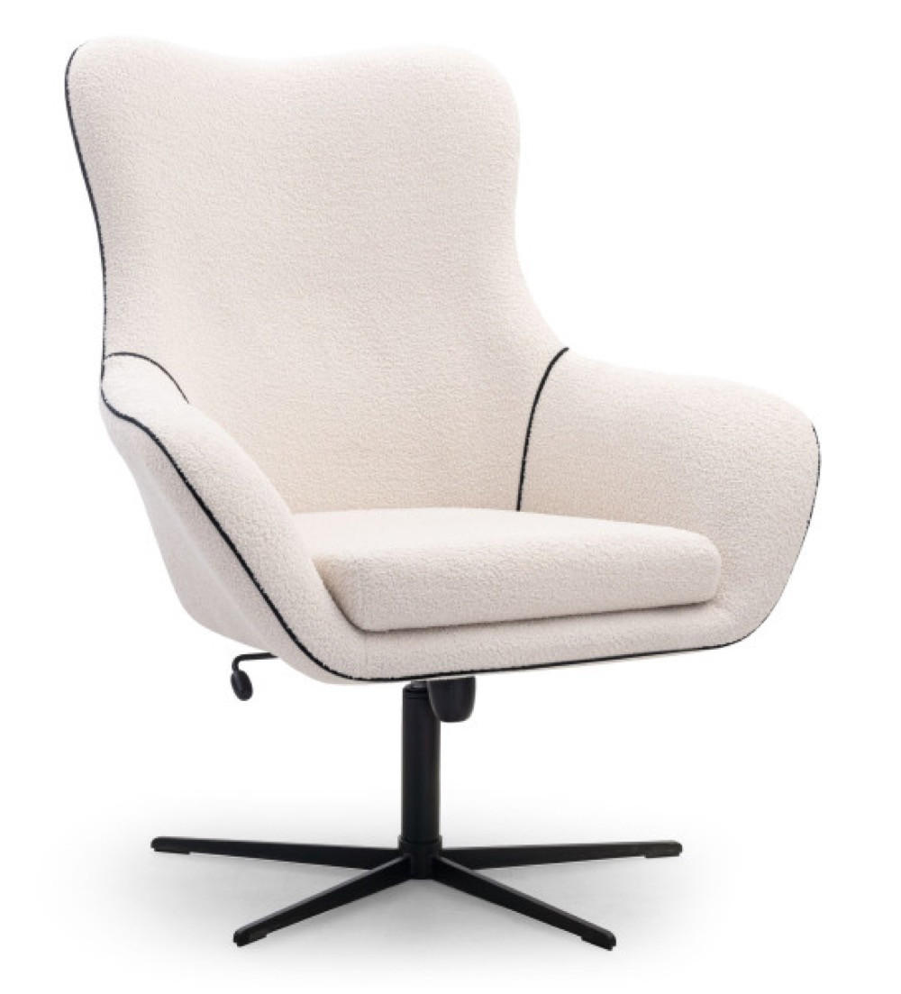 SESSEL Weiß LISA Drehbar Verstellbare Rückenlehne Bezug Bouclé - Weiß, Textil (88/110/106cm) - Sepro Meble