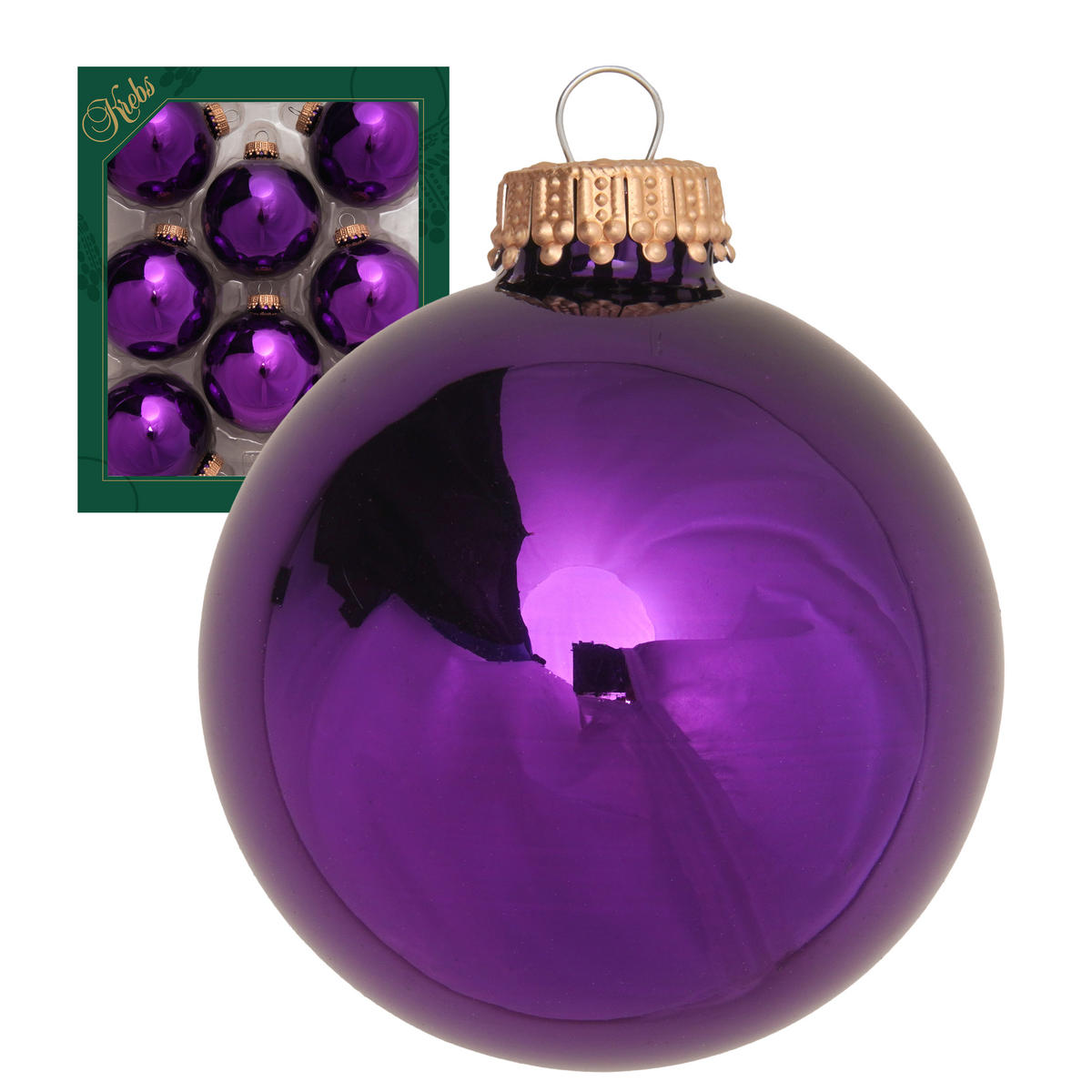 CHRISTBAUMKUGELN Uni-Design Ivana Violett 7cm (Glas / 8 Stk.) - Violett, Glas (7/7/7cm) - Krebs Glas Lauscha