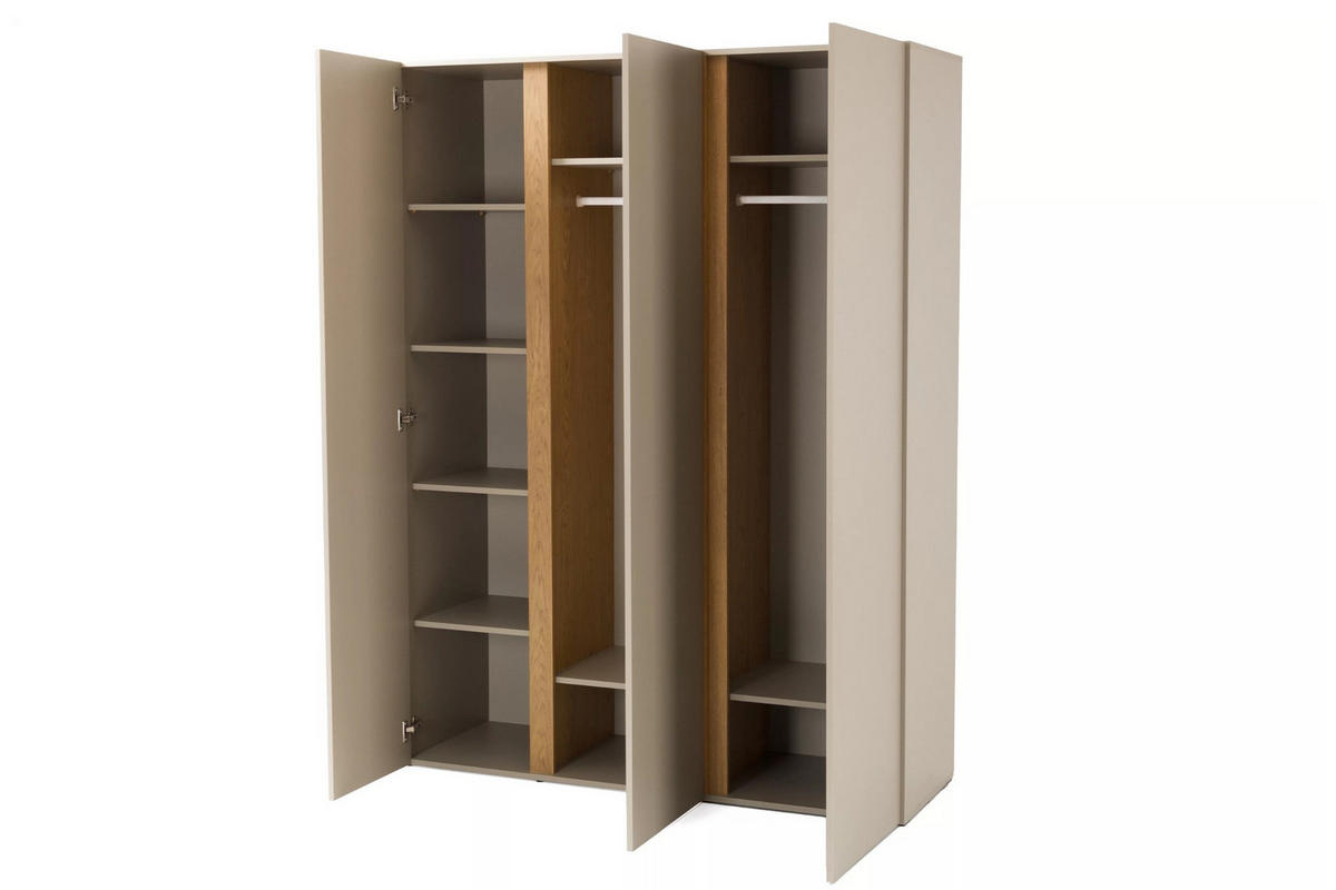 KINDERKLEIDERSCHRANK LIBU 01 dreitürig 145/50/195 in Sandbeige / Geölte Eiche - Eichefarben/Beige, Holzwerkstoff (145/195/50cm) - Deine Möbel 24
