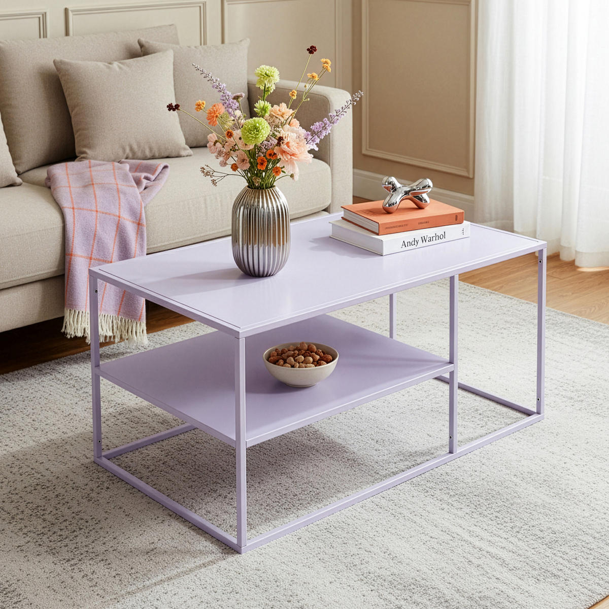 COUCHTISCH Solund 45/90/60 cm - Lila, Metall (60/90/45cm) - [en.casa]