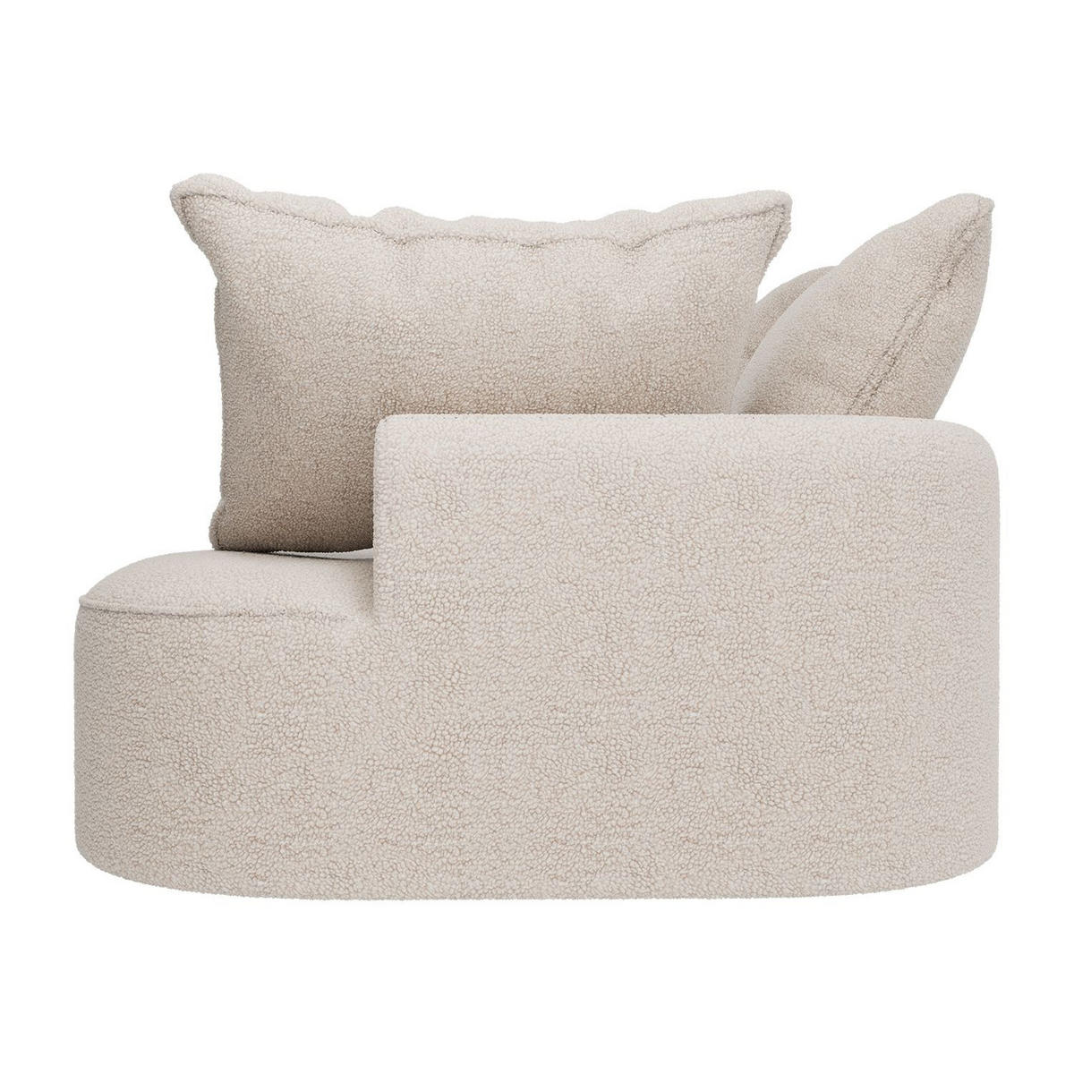 SOFA Tirano Bouclé Creme mit Ottomane links - Creme, Textil (102/300cm) - Juskys