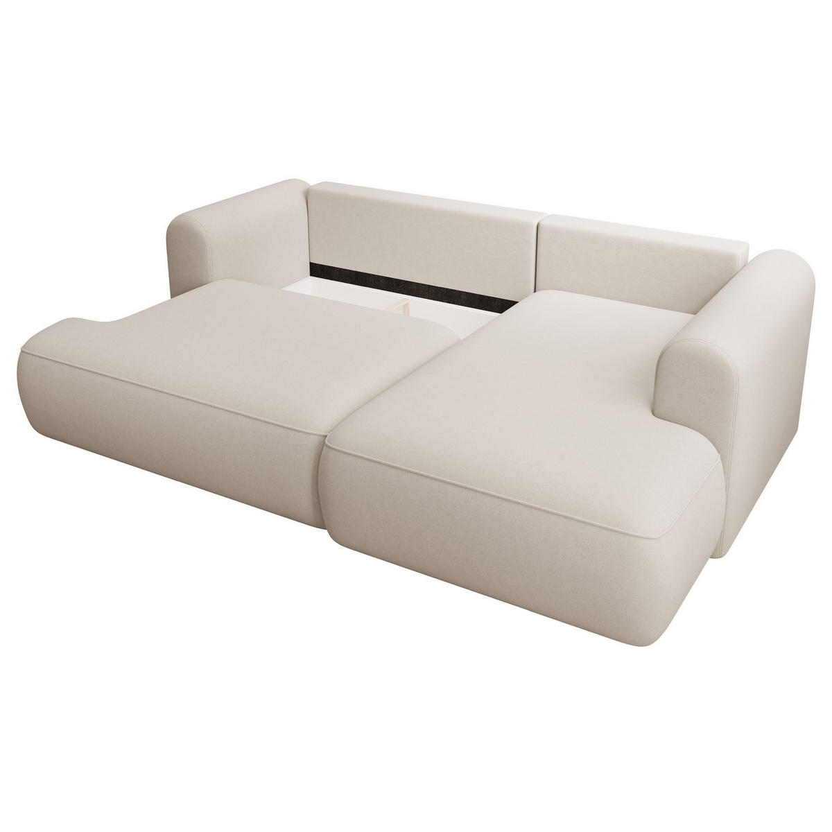 ECKSCHLAFSOFA Ovo Mini Creme Easy-Clean-Samtbezug - Creme/Schwarz, Kunststoff/Textil (238/156cm) - Selsey