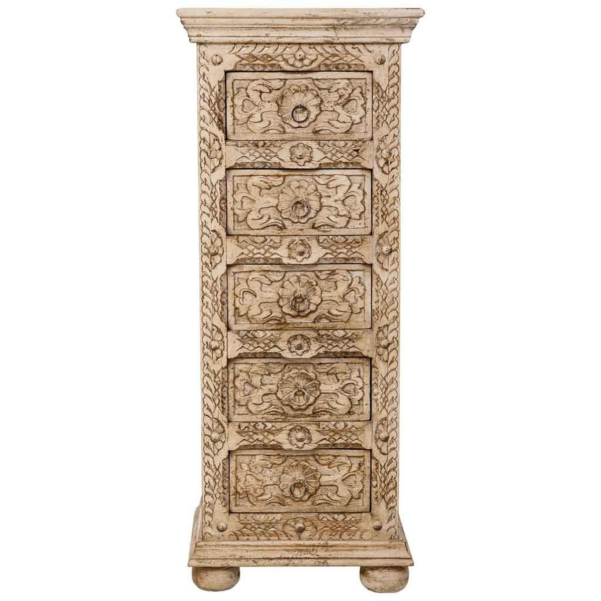 KOMMODE aus Holz, weiß, 45x40x100cm - Beige, Holz (45/100/40cm) - Wanderlust