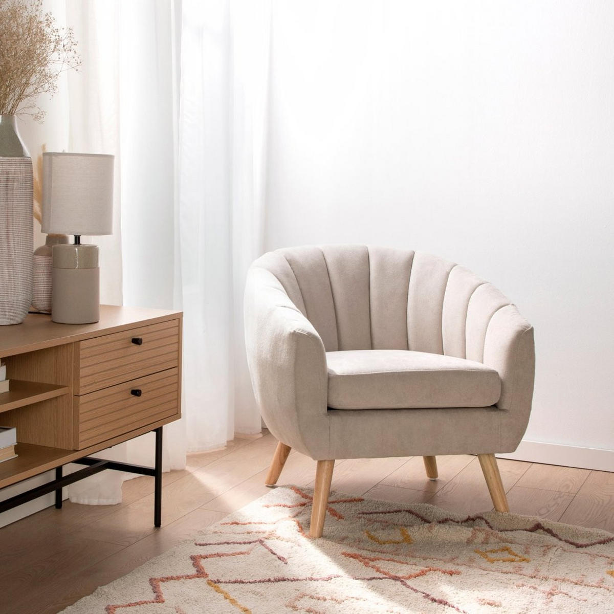 LESESESSEL MILER Beige 75 cm x 75 cm - Beige, Textil (75/75/70cm) - Klast Home