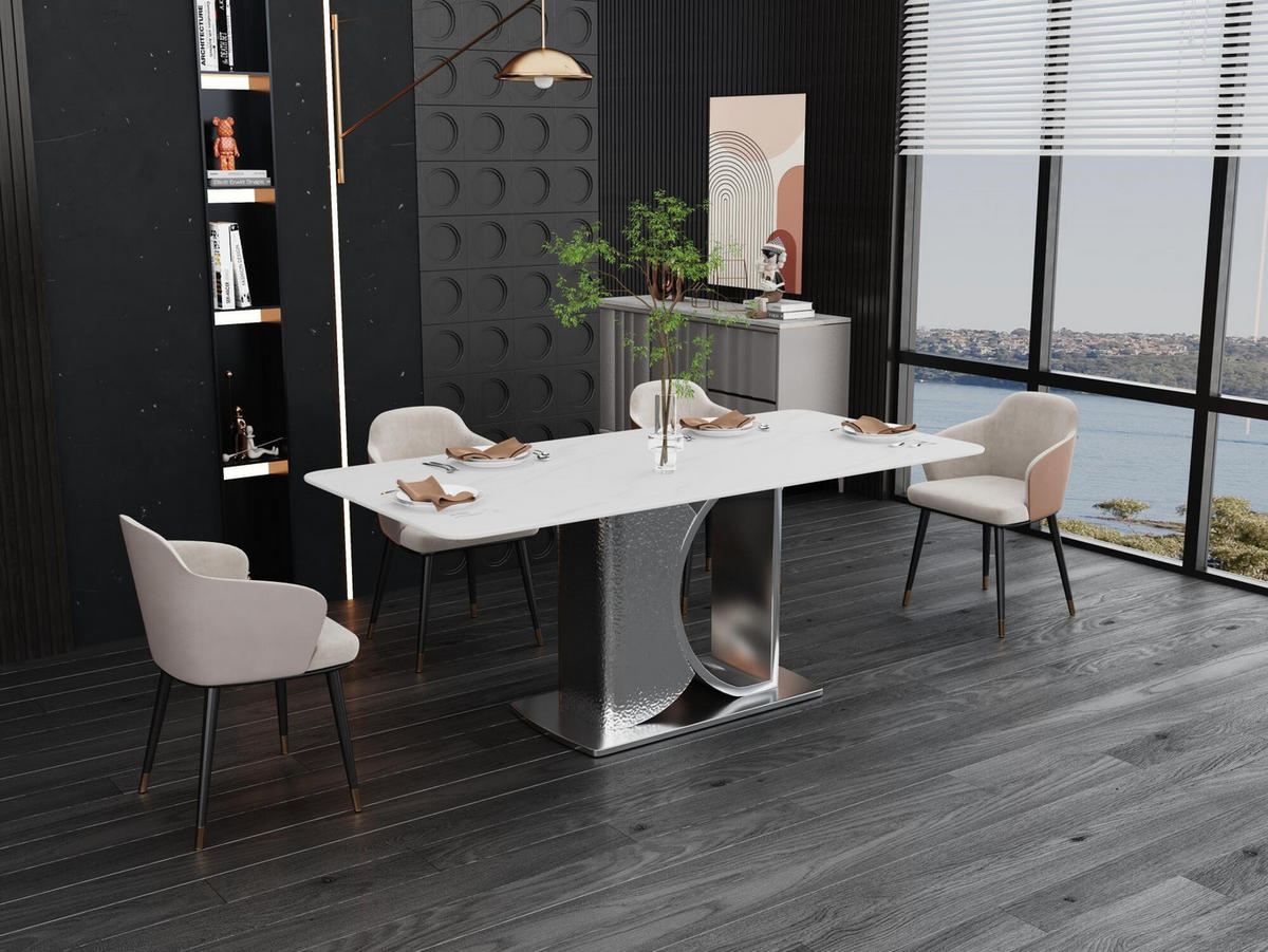ESSTISCH MODIG Weiß 180x90x75 cm - Weiß, Metall (90/180/75cm) - FURNLUX