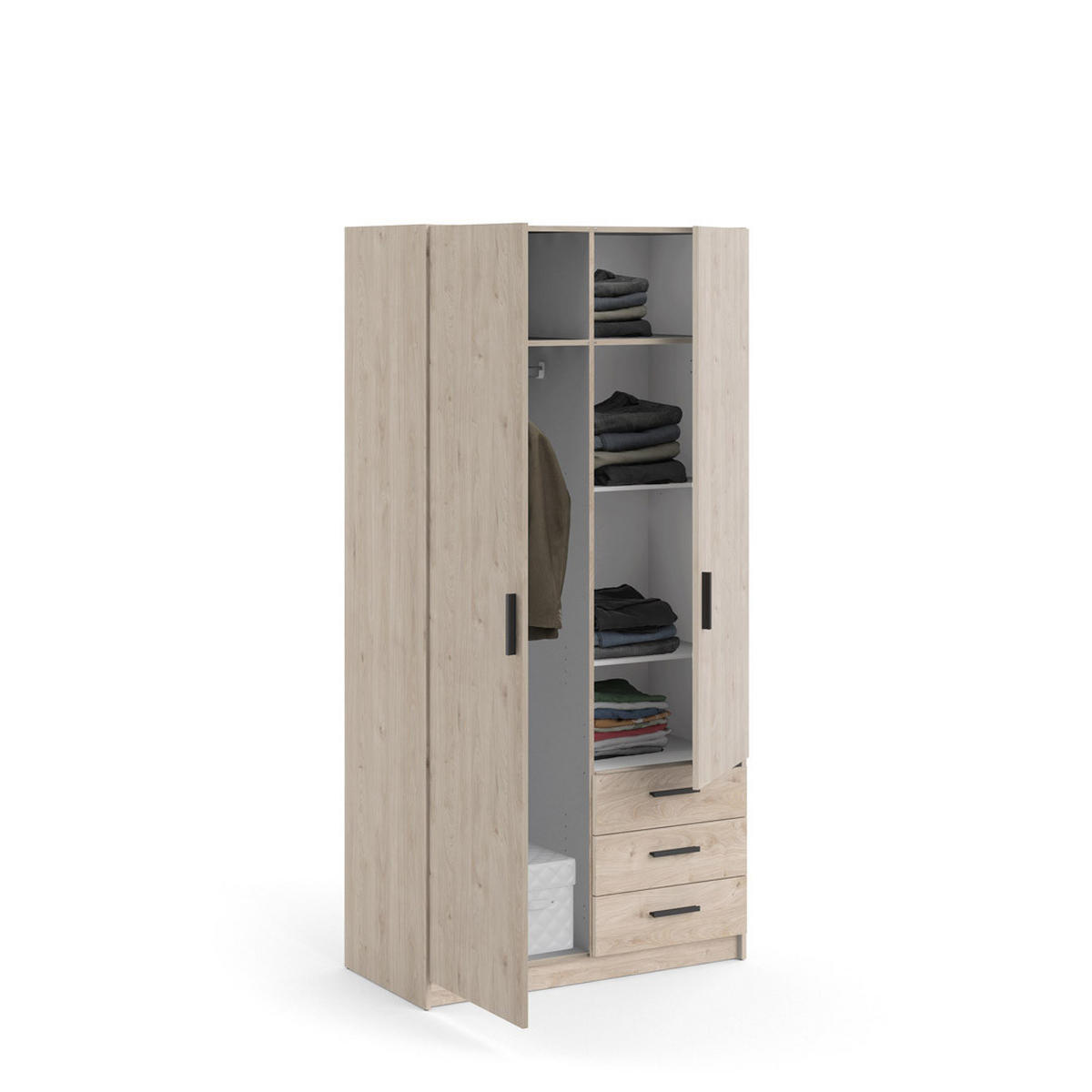 KLEIDERSCHRANK Hickory-Dekor - Braun, Holzwerkstoff (99/201/50cm) - ebuy24