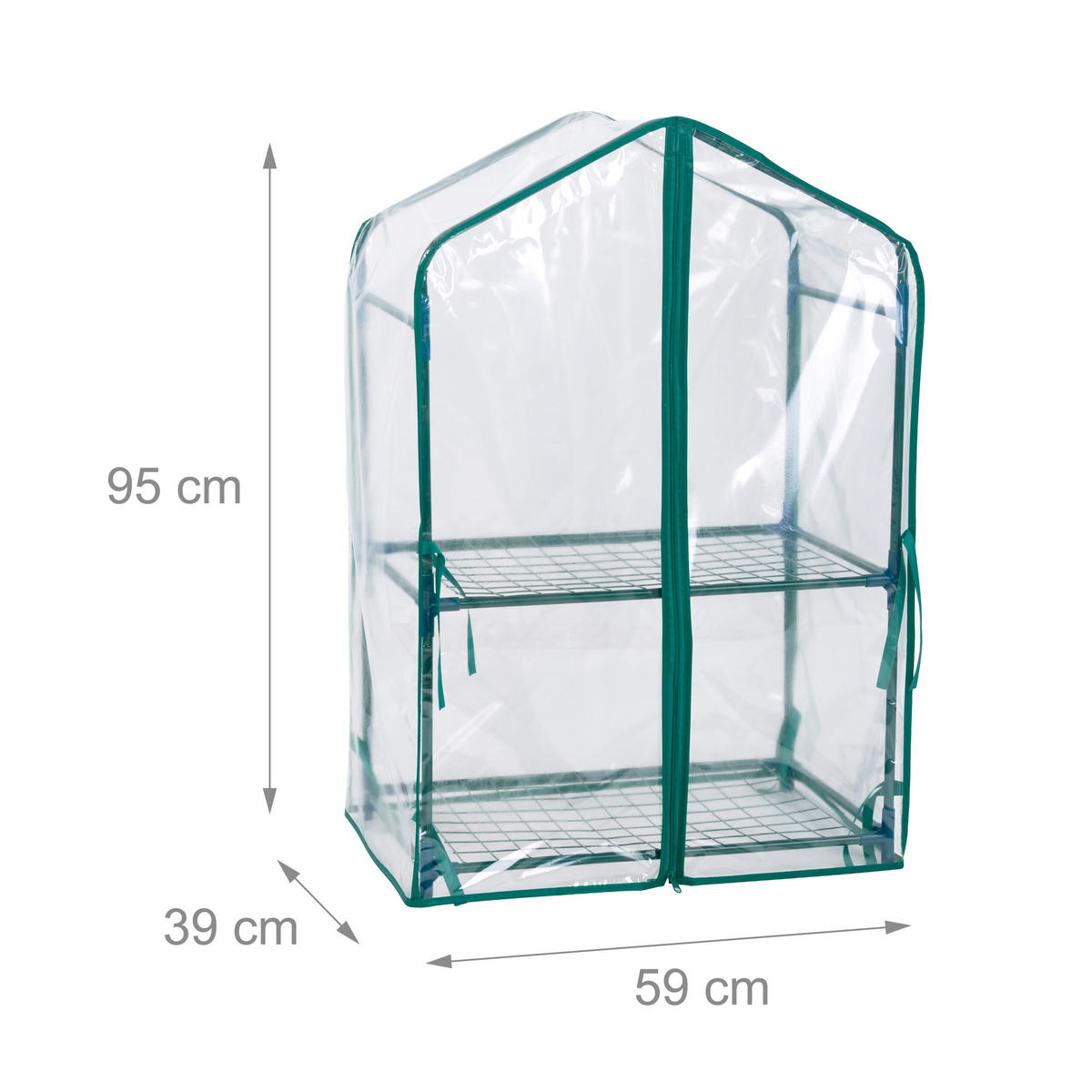 GEWÄCHSHAUS Grün Transparent 2er-Set PVC-Folie 95x59x39 cm - Multicolor, Kunststoff/Metall (59/95/39cm) - Relaxdays