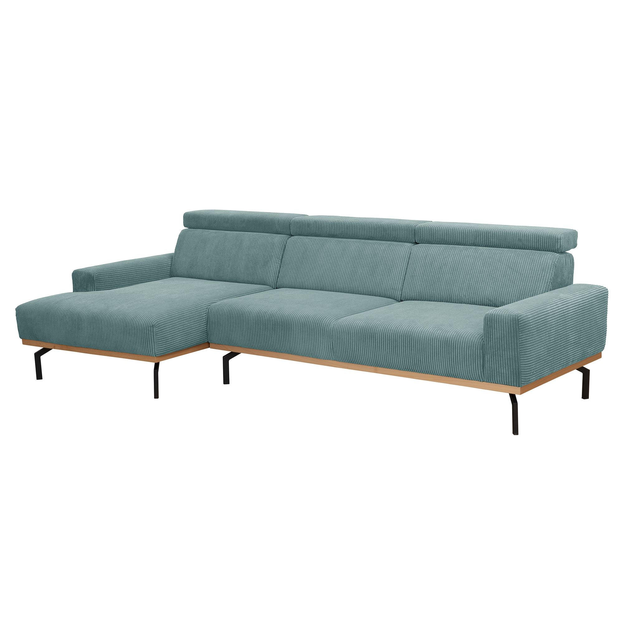 ECKSOFA mit Longchair links Katrien Cordstoff eisblau - Pastellblau, Kunststoff (135/280cm) - 58aufmkessel