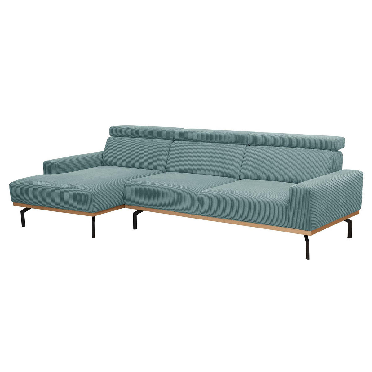 ECKSOFA mit Longchair links Katrien Cordstoff eisblau - Pastellblau, Kunststoff (135/280cm) - 58aufmkessel