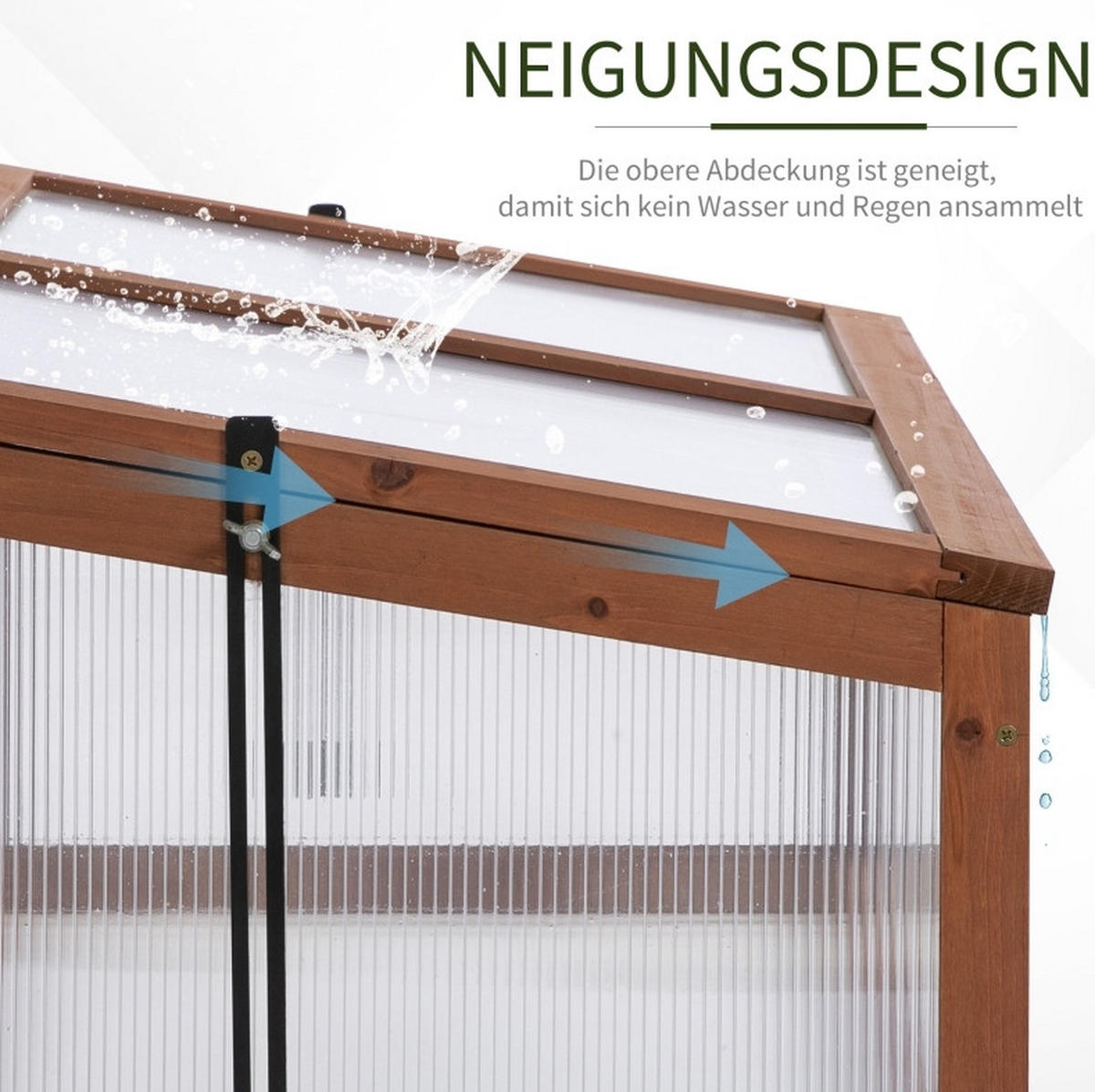 GEWÄCHSHAUS 100/65/40 cm in Braun aus Holz mit Polycarbonatplatten - Braun, Holz (65/40/100cm) - Flora Grace