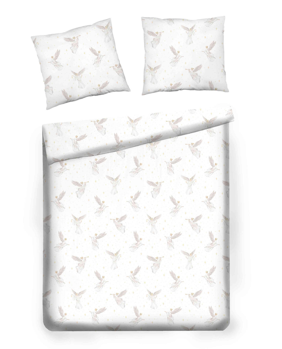 BETTWÄSCHE Satin ANGELISO, 160x200 cm, Ecru, Winter Weihnachten Bettbezug, Weihnachtsdeko, Christmas, Weihnachtsmotiv - Ecru, Textil (160/200cm) - home&you