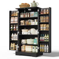 HOCHSCHRANK mit LED-Sensorlicht 120 x 60 x 40 cm MDF Black - Schwarz, Holzwerkstoff (40/120/60cm) - Meubliv