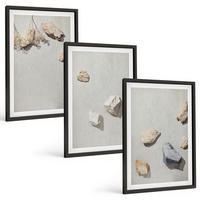 BILDER SET 3er Set - 40x60 cm Schwarzer Rahmen - Boho-Stranddekorationen aus Steinen - Schwarz, Kunststoff (40/60cm) - TULUP