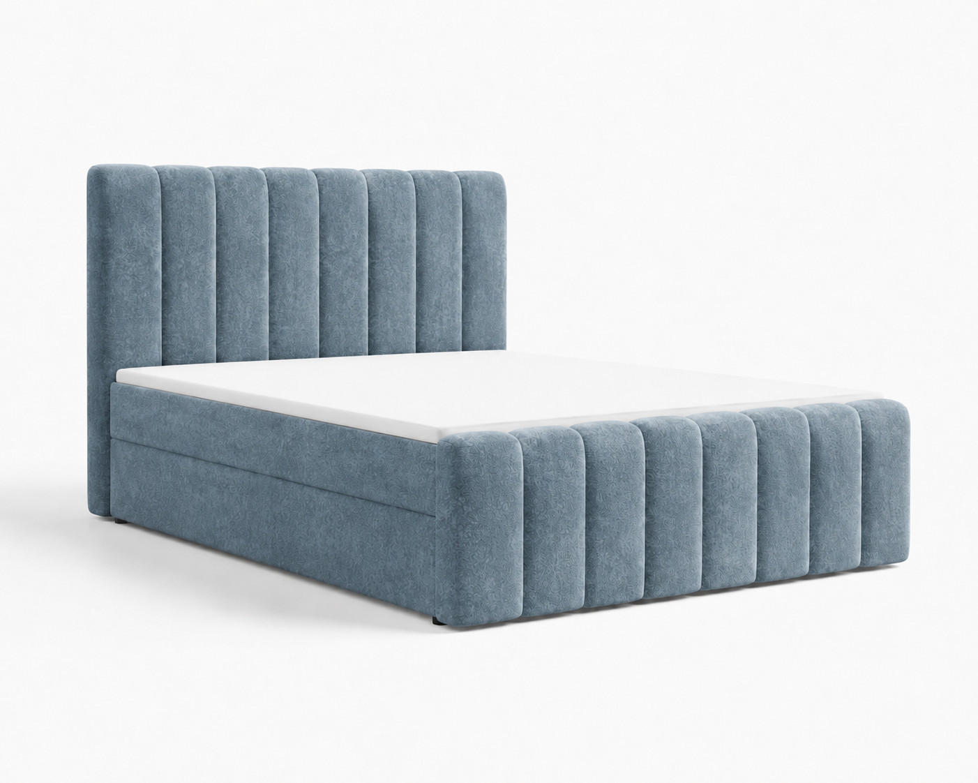 BOXBETT 01 BIS 180 x 200 cm - Vibe - Modernes Polsterbett mit Bettkasten inkl. PU-Schaum-Topper und Federmechanismus - Blau, Holz (180/200cm) - ROYAL24_MARKT
