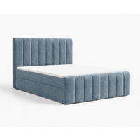 BOXBETT 01 BIS 180 x 200 cm - Vibe - Modernes Polsterbett mit Bettkasten inkl. PU-Schaum-Topper und Federmechanismus - Blau, Holz (180/200cm) - ROYAL24_MARKT