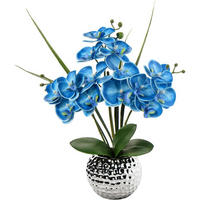 KUNSTBLUME Orchidee Phalaenopsis Blau 49 cm - Blau, Keramik (17.5cm)