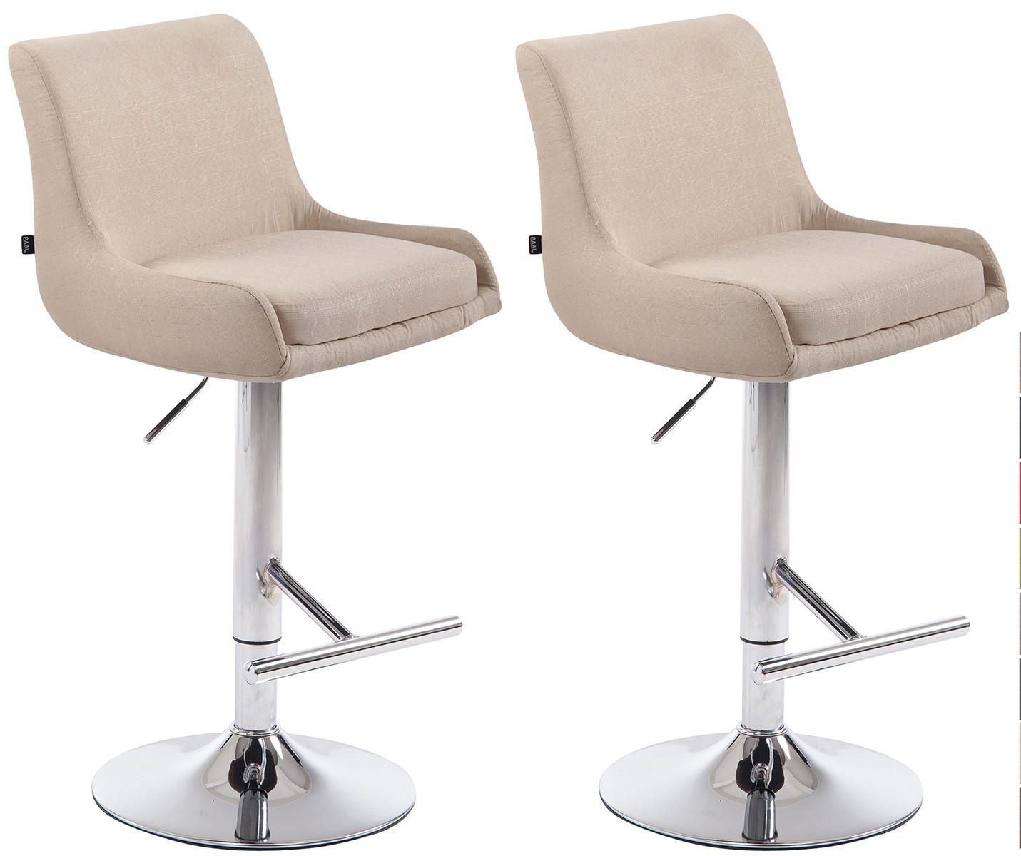BARHOCKER 2er Set Stoff creme - Chromfarben/Creme, Textil/Metall (43/90/50cm) - CLP